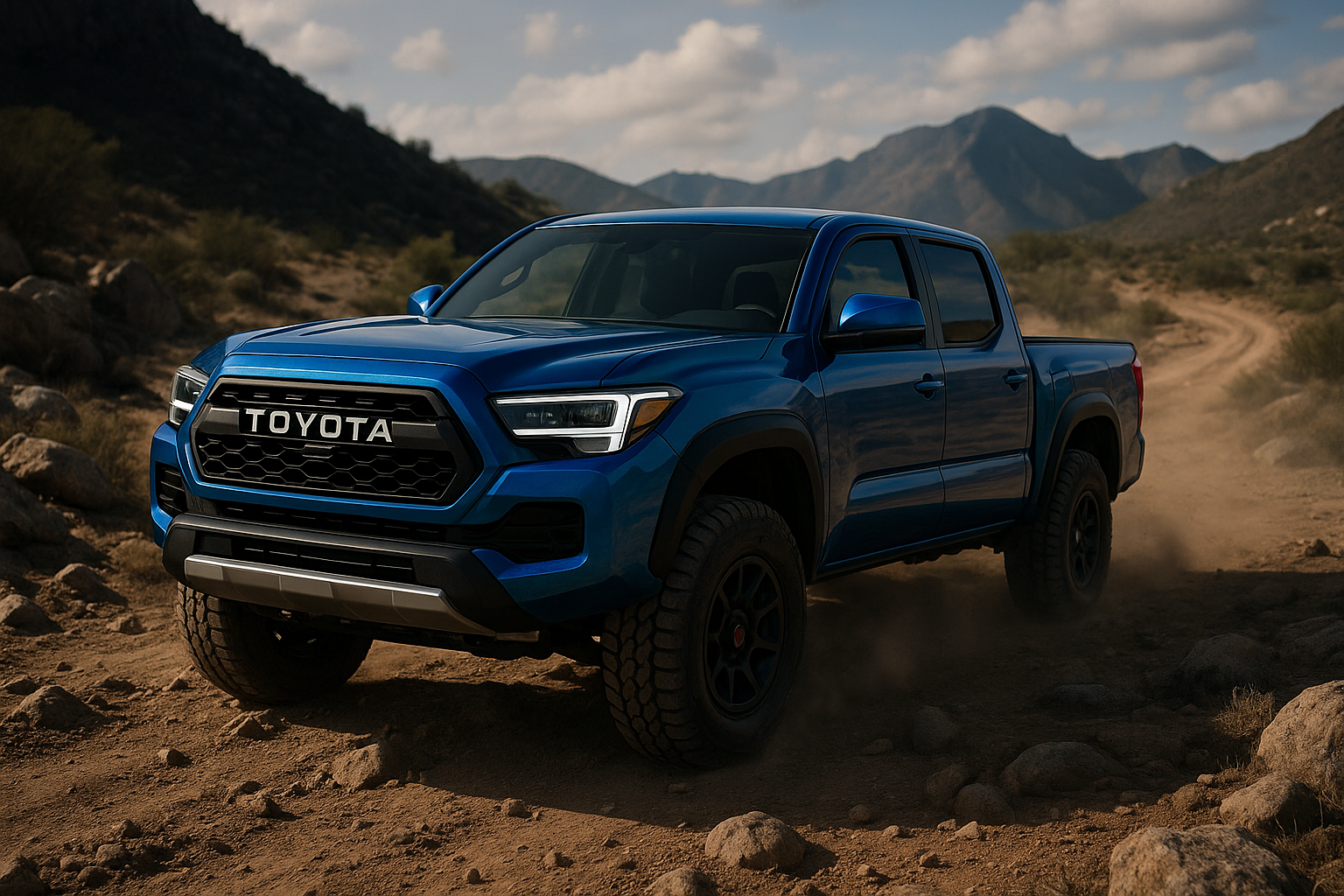 4th generation Toyota Tacoma off road in blue
