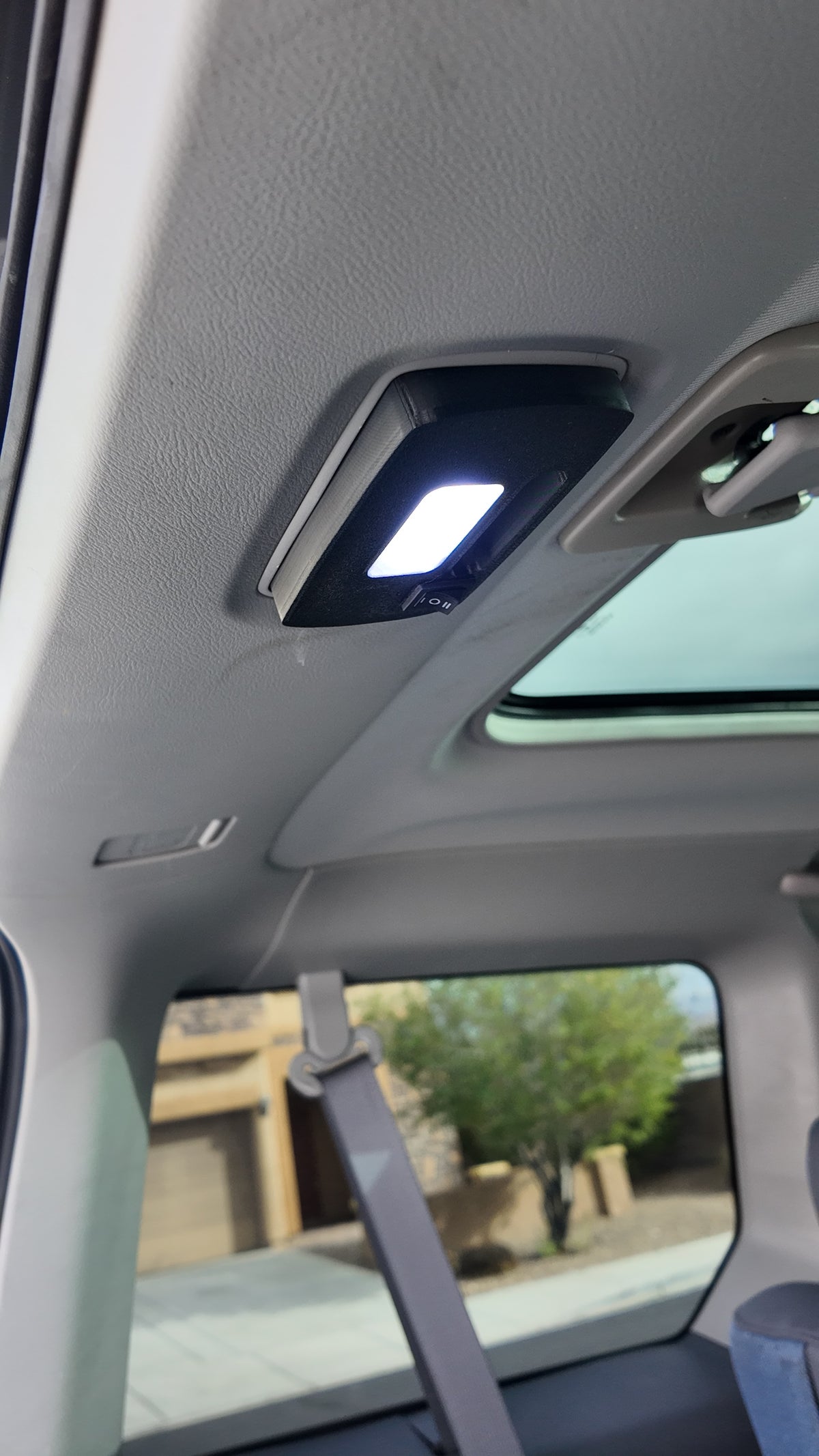 Switchable LED dome light installed in Honda Element rear interior